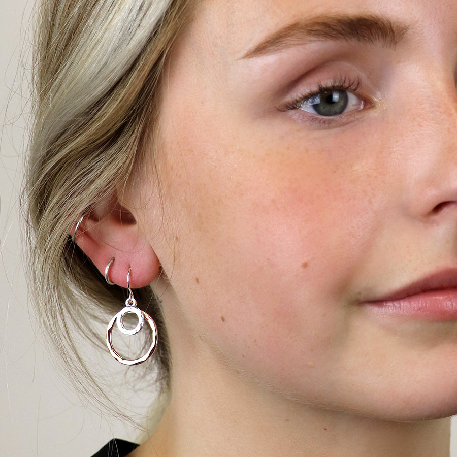 Silver/Rose Gold Double Hoop Earrings