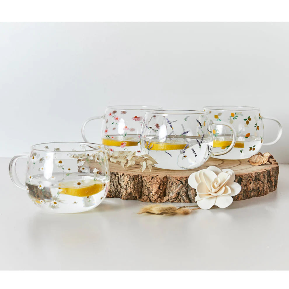 Belly Button Ditsy Lemon Borosilicate Glass Mug