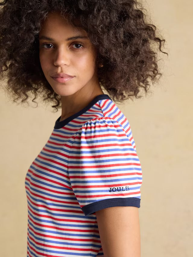 Joules Erin Blue Red Stripe Short Sleeve Jersey T-Shirt