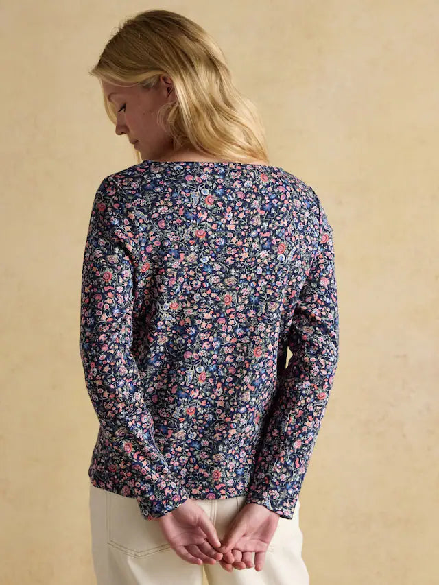 Joules Harbour Ditsy Floral Boat Neck 100% Cotton Breton Top
