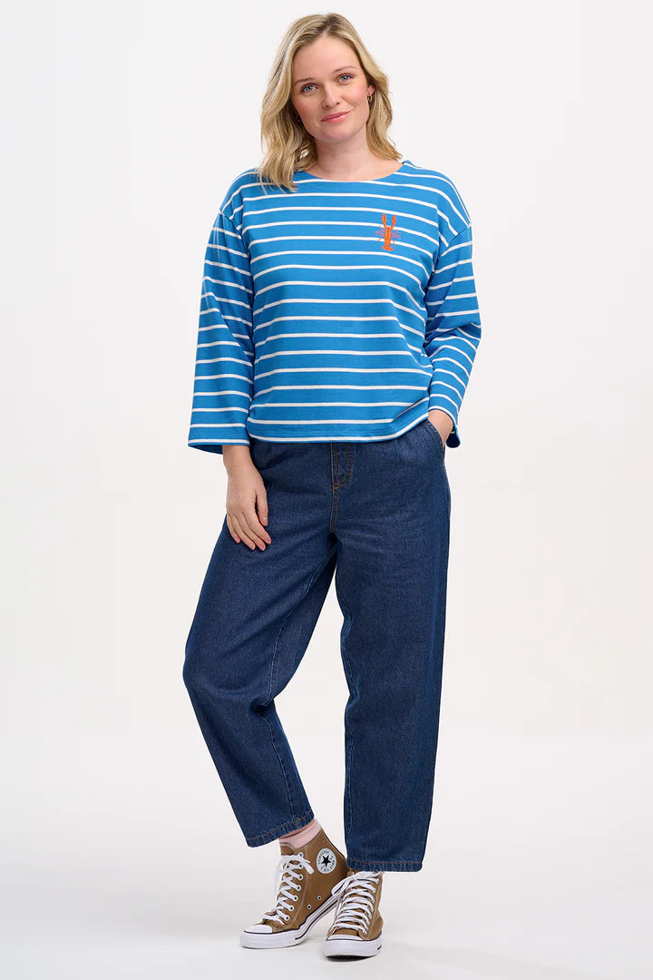 Sugarhill Billie Breton Top - French Blue, Lobster Stripe