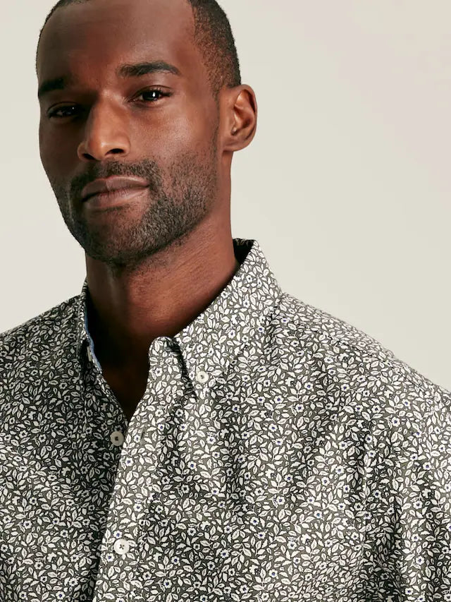 Men’s Invitation Green Floral Cotton Shirt