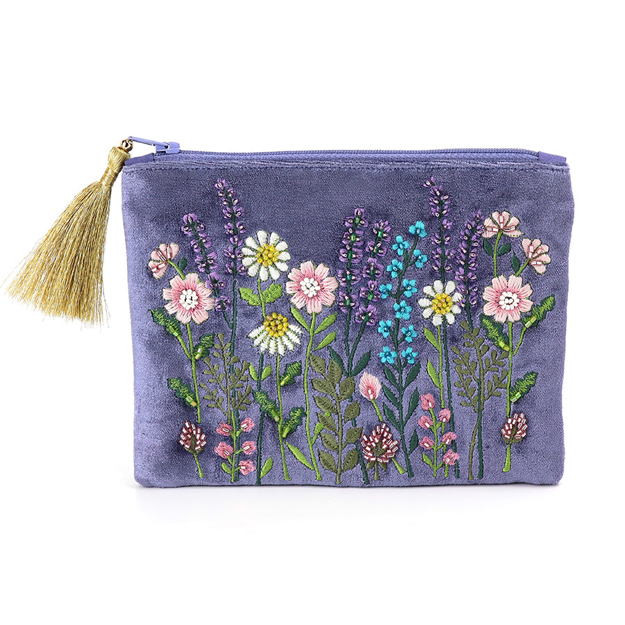POM Blue Velvet Violet Meadow Zip Purse