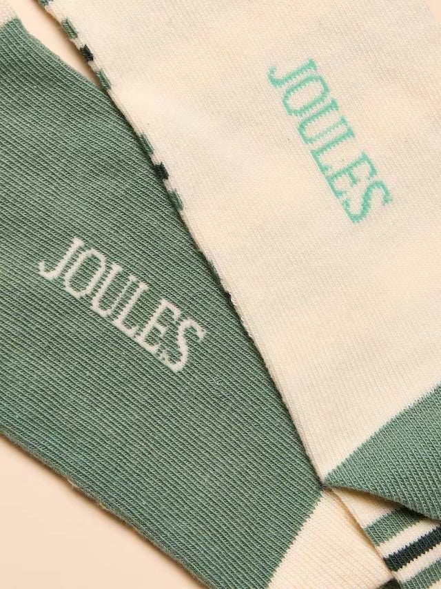 Joules Everyday Green/Ecru 2 Pack Socks