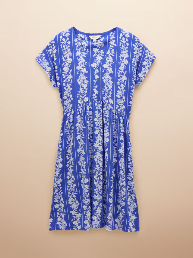Joules Nia Blue Jersey V-Neck Dress