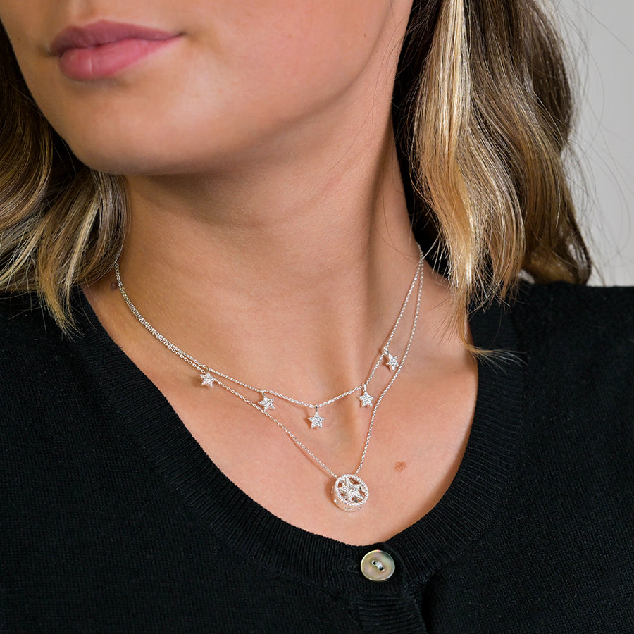 Silver Plated Star & Hoop Necklace