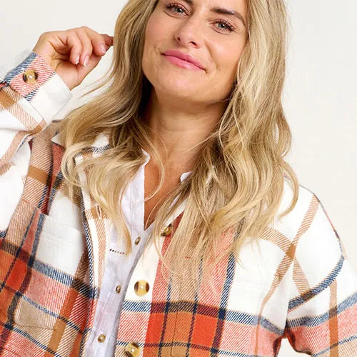 Pumpkin Flannel Shacket Hoodie by Brakeburn