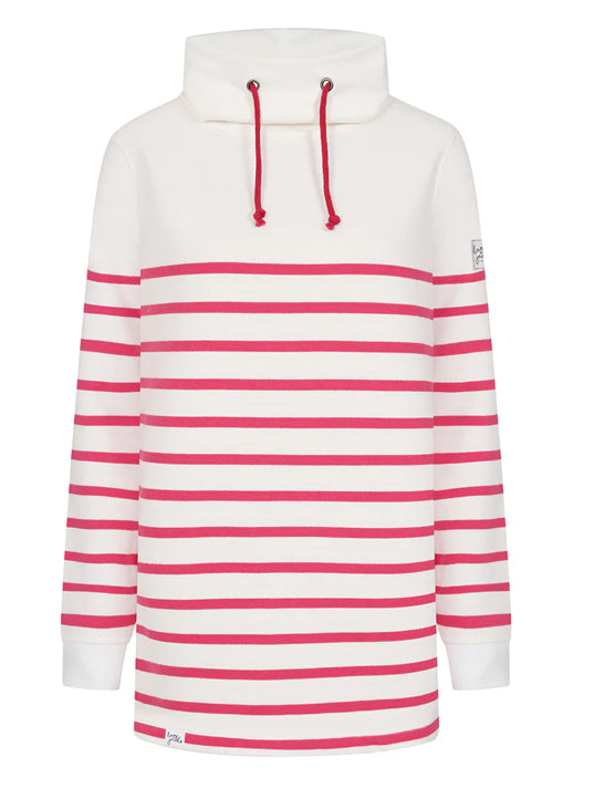 Lazy Jacks Ladies Draw String Roll Neck Sweatshirt - Cherry