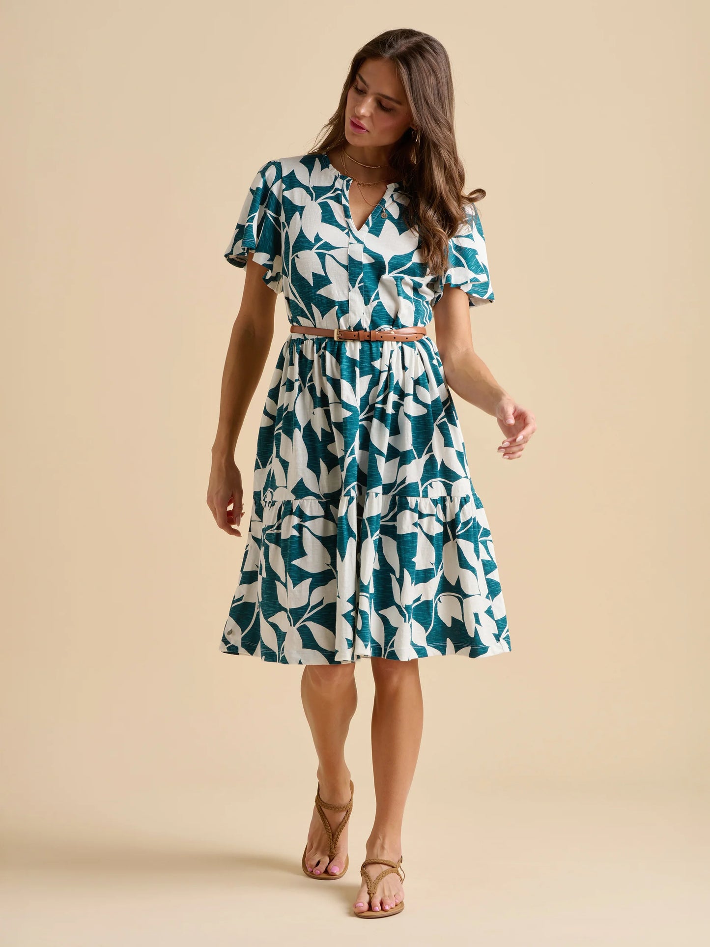 Brakeburn Woodland Leaves Knee Length Dress