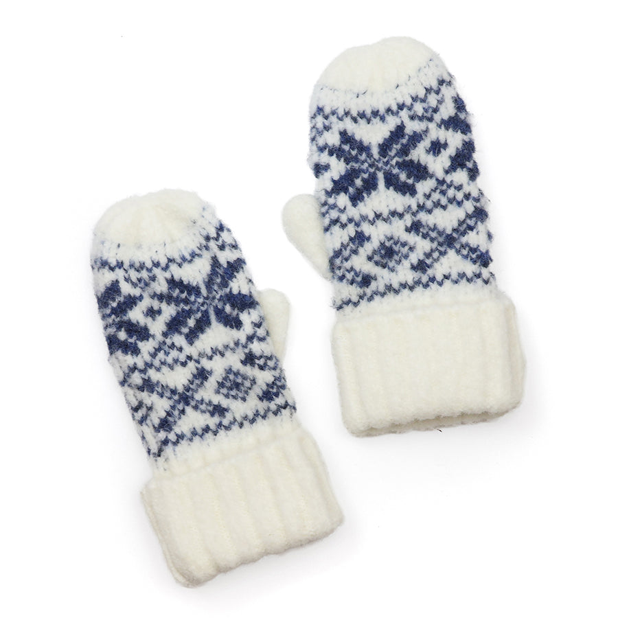 POM Erica Navy and Cream Scandi Style Mittens