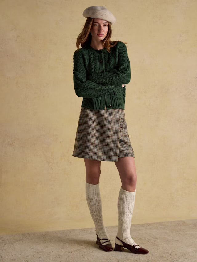 Joules Rafferty Green Cable Knit Cardigan