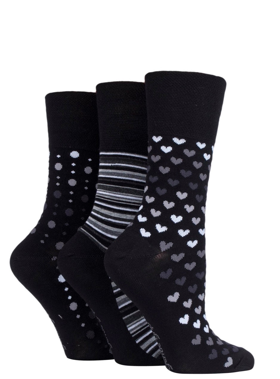 Sockshop Gentle Grip Bamboo Women’s Cotton Patterned Socks 3 Pair