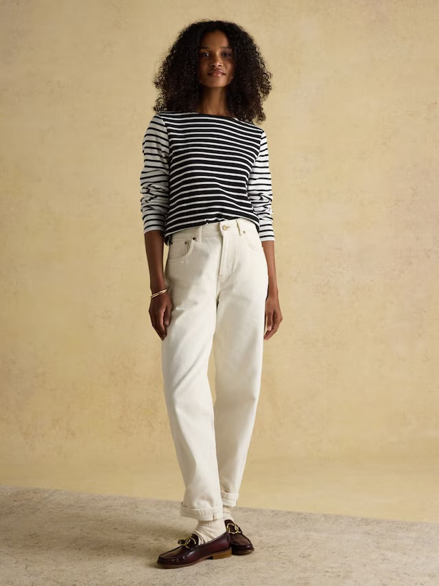 Joules Harbour Black/Cream Boat Neck Breton Top