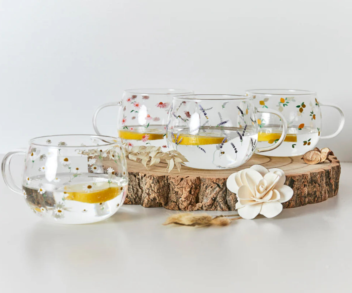 Belly Button Ditsy Chamomile Borosilicate Glass Mug