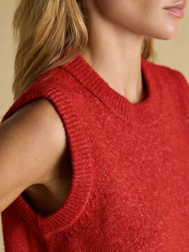 Joules Holly Red Knitted Crew Neck Vest