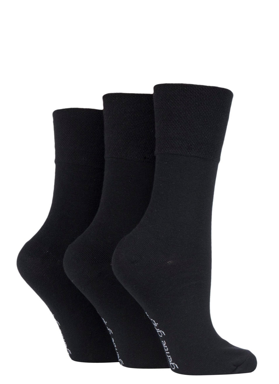Sockshop Gentle Grip Women’s Cotton Plain Socks 3 Pair Black
