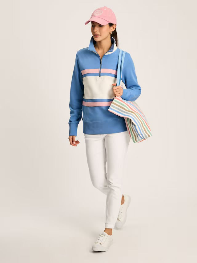 Joules Tadley Blue & White Quarter Zip Sweatshirt