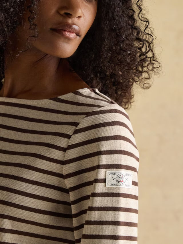 Joules Harbour Natural Stripe Boat Neck 100% Cotton Breton Top