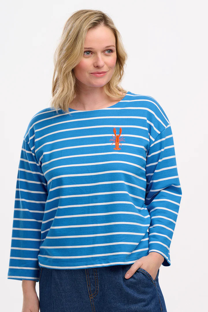 Sugarhill Billie Breton Top - French Blue, Lobster Stripe
