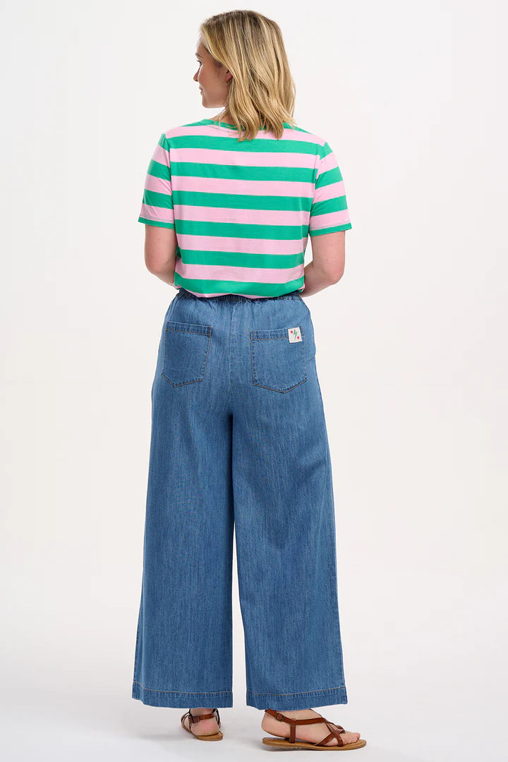 Sugarhill Sylvie Scoop Neck T-Shirt - Green/Pink, Stripe & Flower