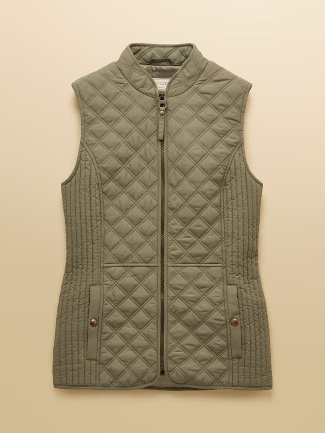 Joules Minx Sage Green Showerproof Diamond Quilted Gilet