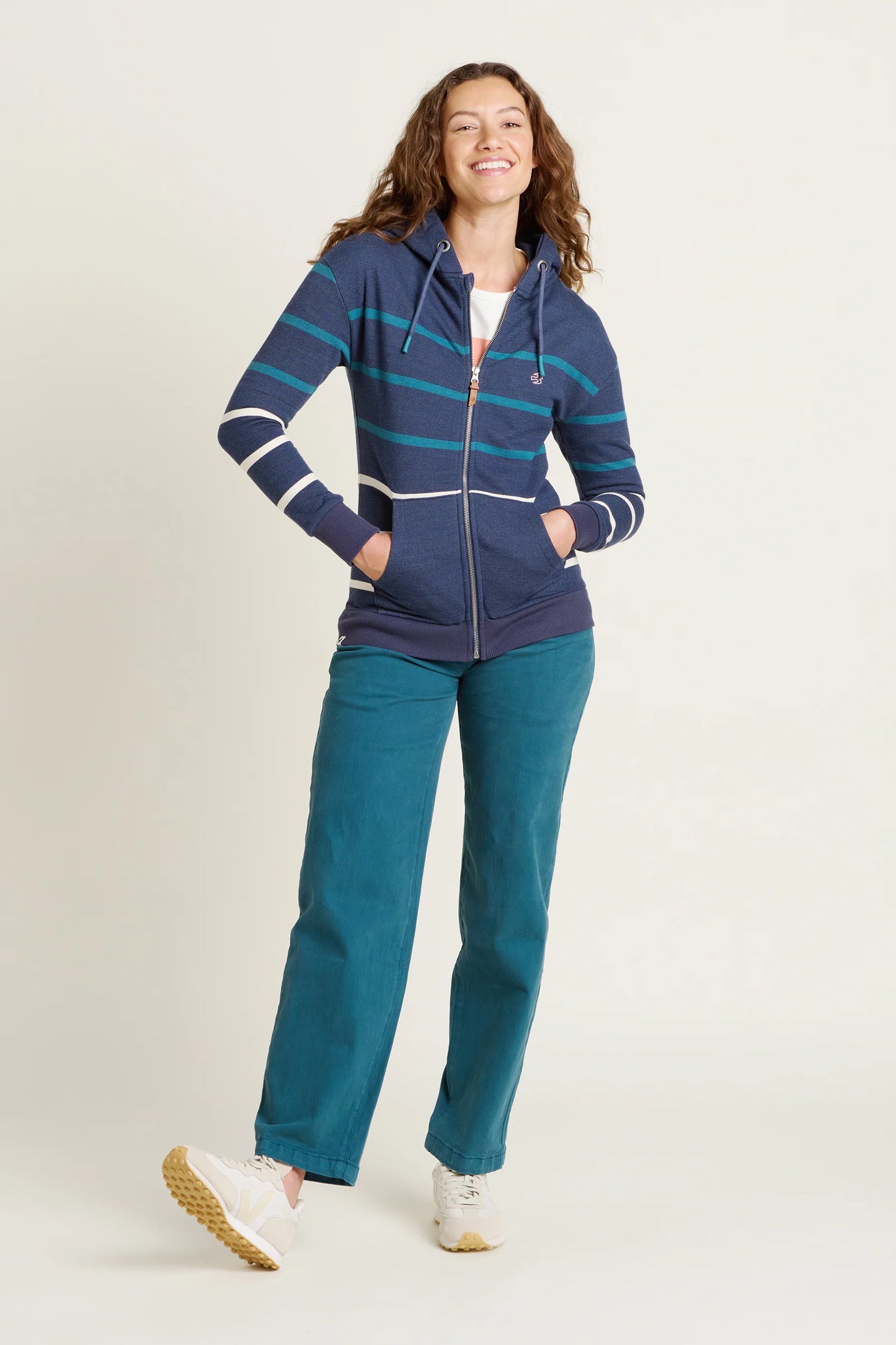 Navy Zip Through Hoodie By Brakeburn