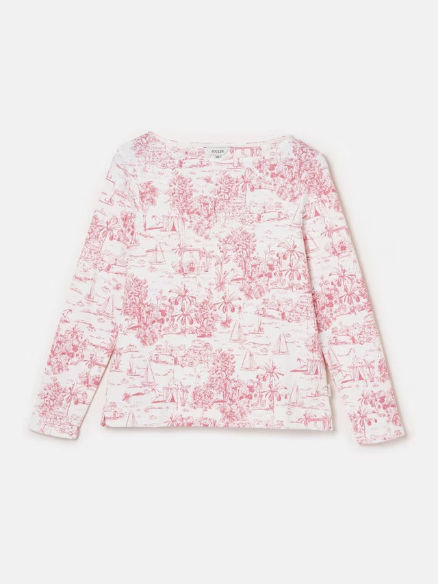 Joules Harbour Pink Toile de Jouy Boat Neck Printed Top