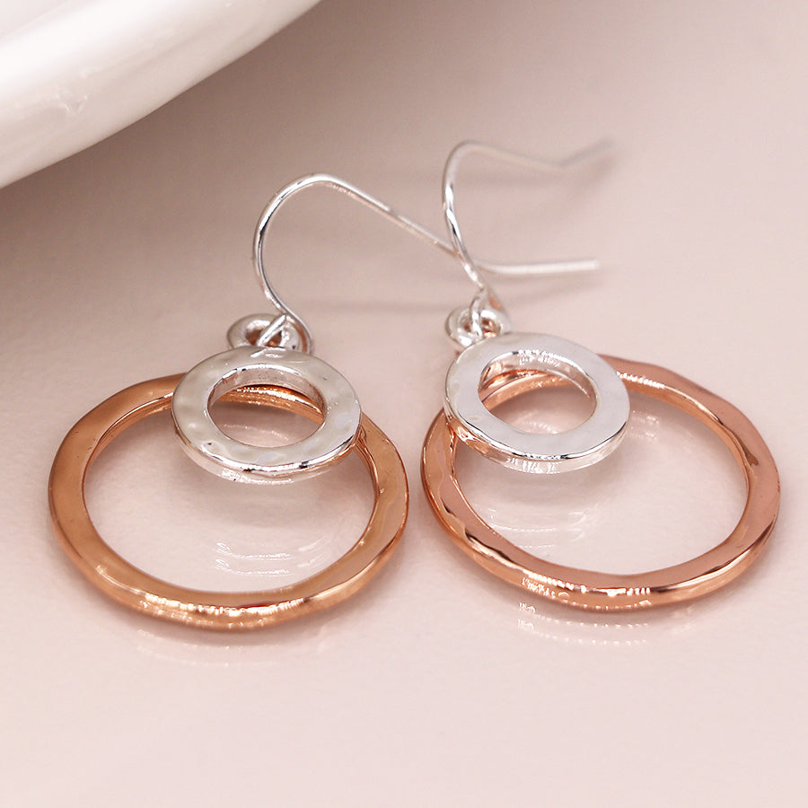 Silver/Rose Gold Double Hoop Earrings