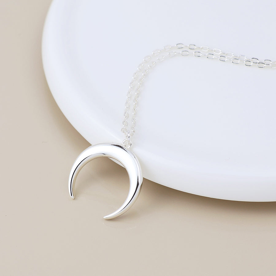 POM Sterling silver simple crescent moon necklace