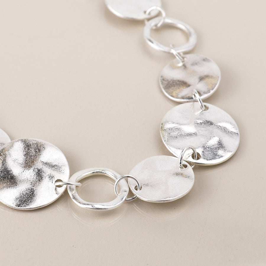 Hammered Disc & Hoops Link Necklace