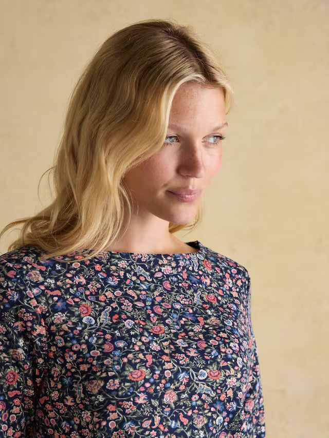 Joules Harbour Ditsy Floral Boat Neck 100% Cotton Breton Top