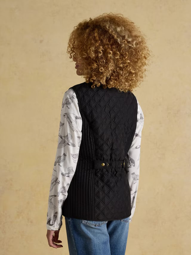 Joules Minx Black Showerproof Diamond Quilted Gilet