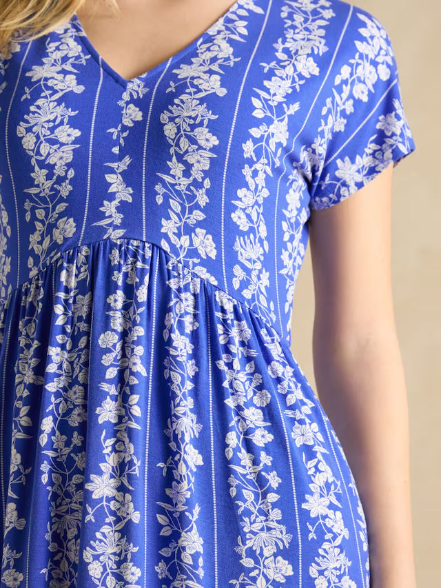 Joules Nia Blue Jersey V-Neck Dress