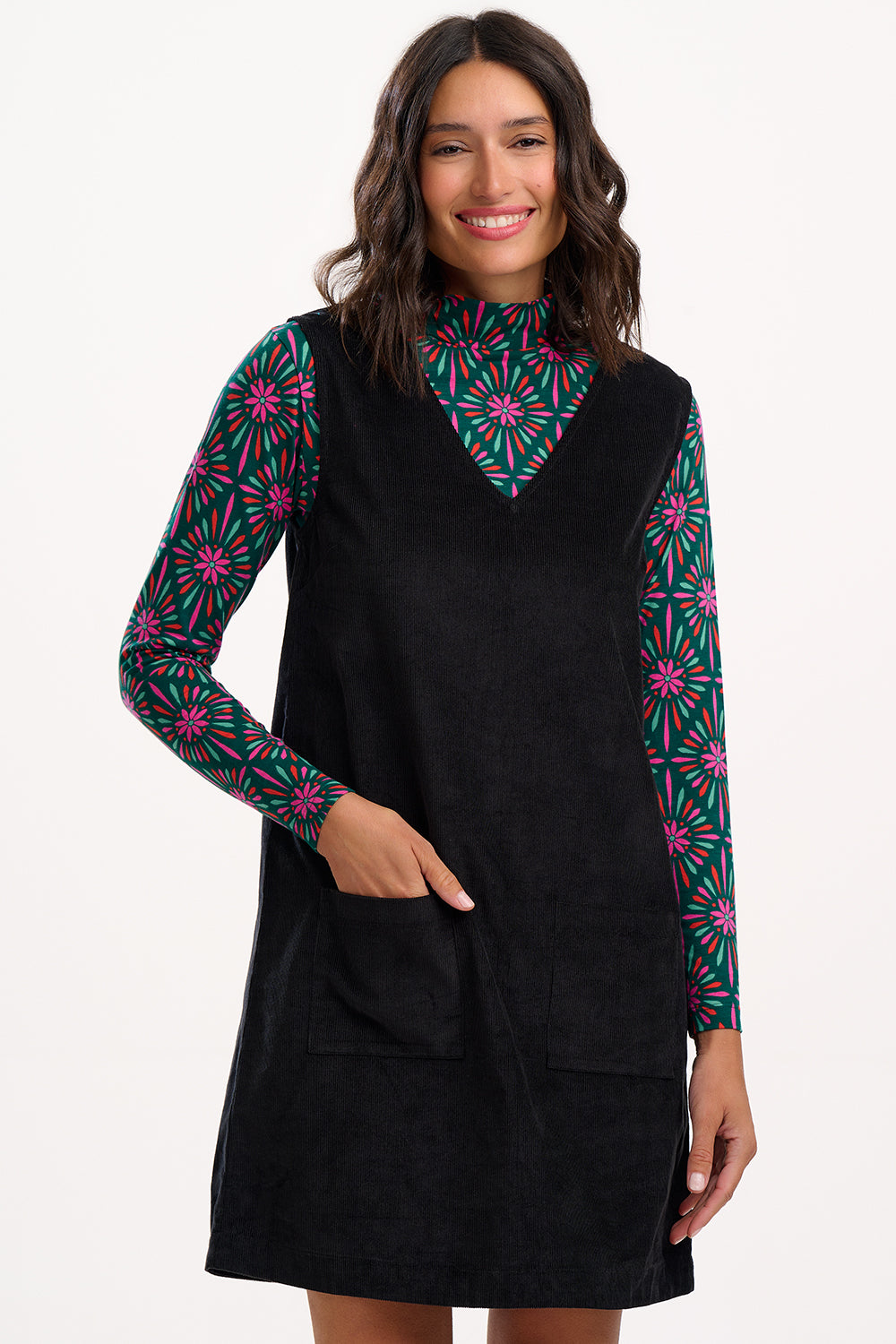 Sugarhill Kacy Black Cord Tunic Dress