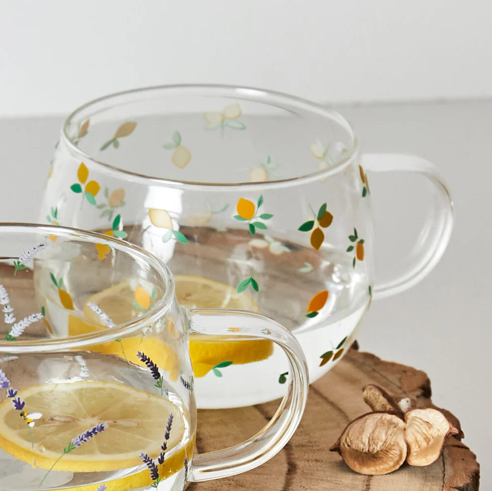 Belly Button Ditsy Lemon Borosilicate Glass Mug