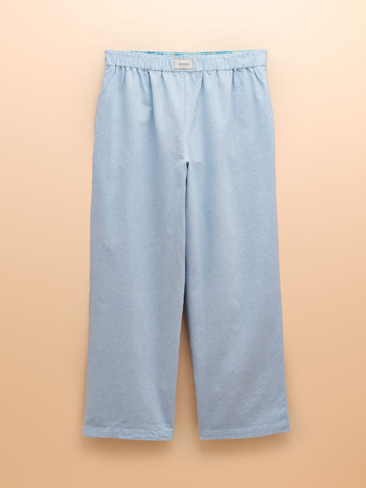 Joules Hallie Blue Stripe Pull-on Cotton Trousers