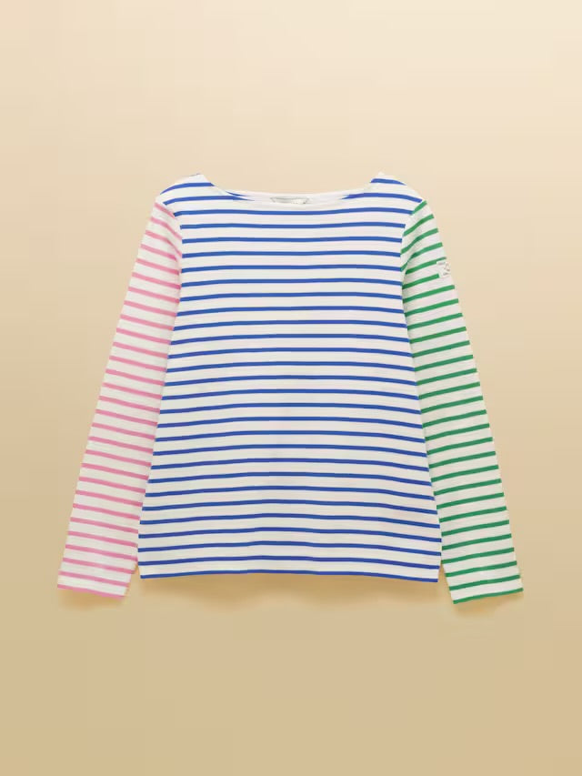 Joules Harbour Multicolour Boat Neck Long Sleeve Breton Stripe Top