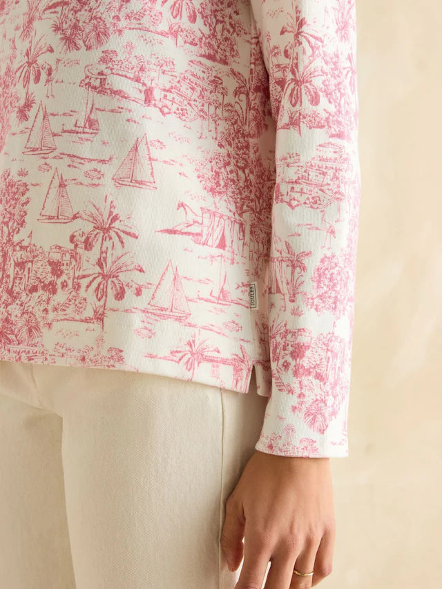 Joules Harbour Pink Toile de Jouy Boat Neck Printed Top