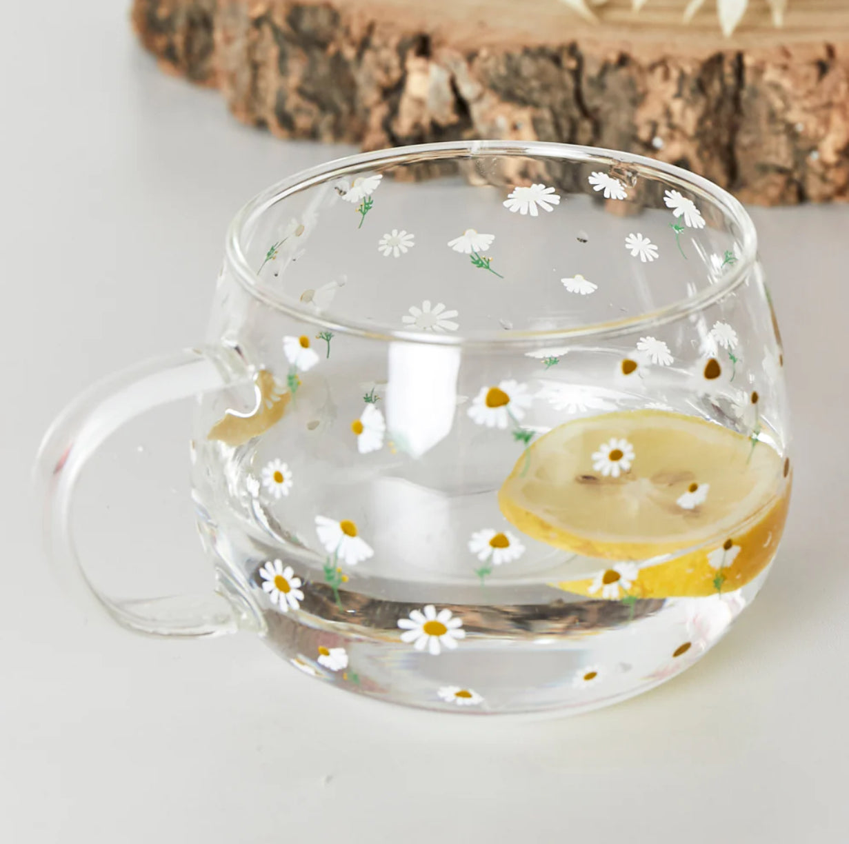 Belly Button Ditsy Chamomile Borosilicate Glass Mug