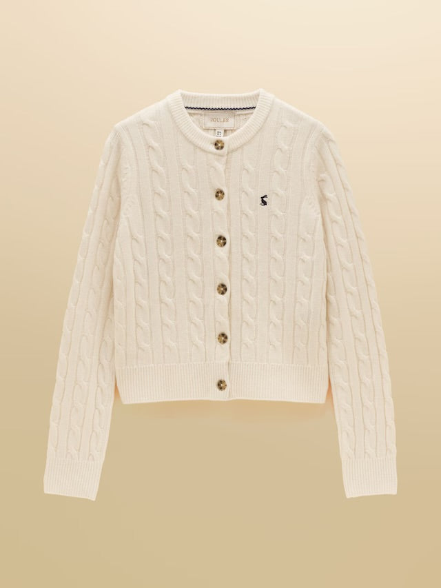 Joules Cream Cable Knit Button Up Cardigan