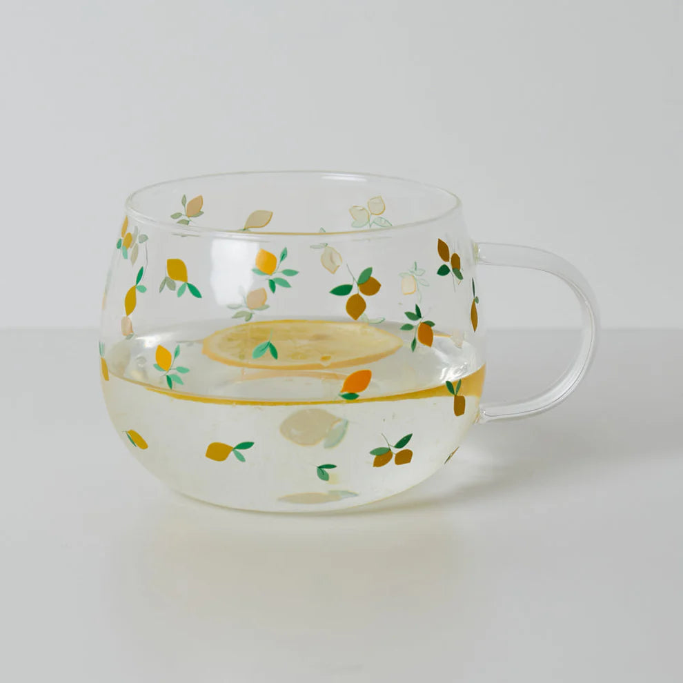 Belly Button Ditsy Lemon Borosilicate Glass Mug