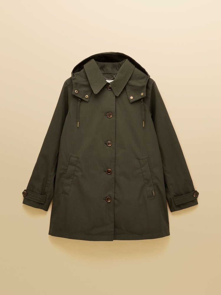 Joules Rainmore Khaki Button Through Waterproof Coat