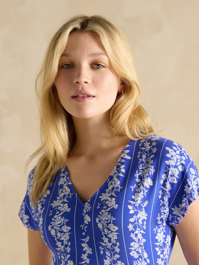 Joules Nia Blue Jersey V-Neck Dress
