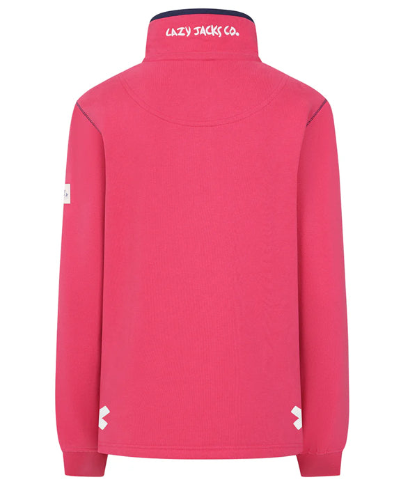 Lazy Jacks Ladies 1/4 Zip Sweatshirt - Cherry