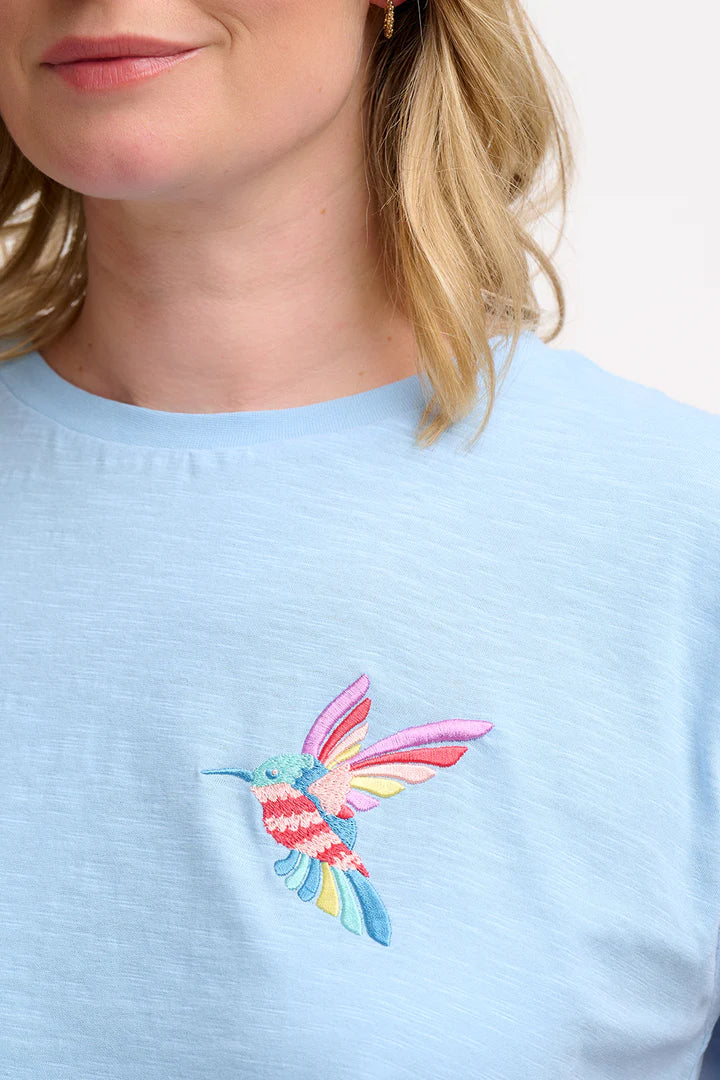 Sugarhill Chrissy Relaxed Tank T-Shirt - Pale Blue, Tropical Hummingbird