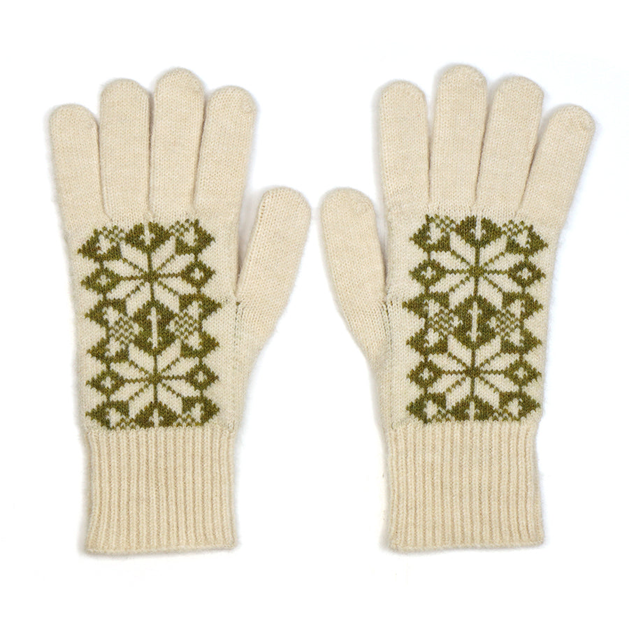 POM Olive And Cream Scandi Starflower Gloves