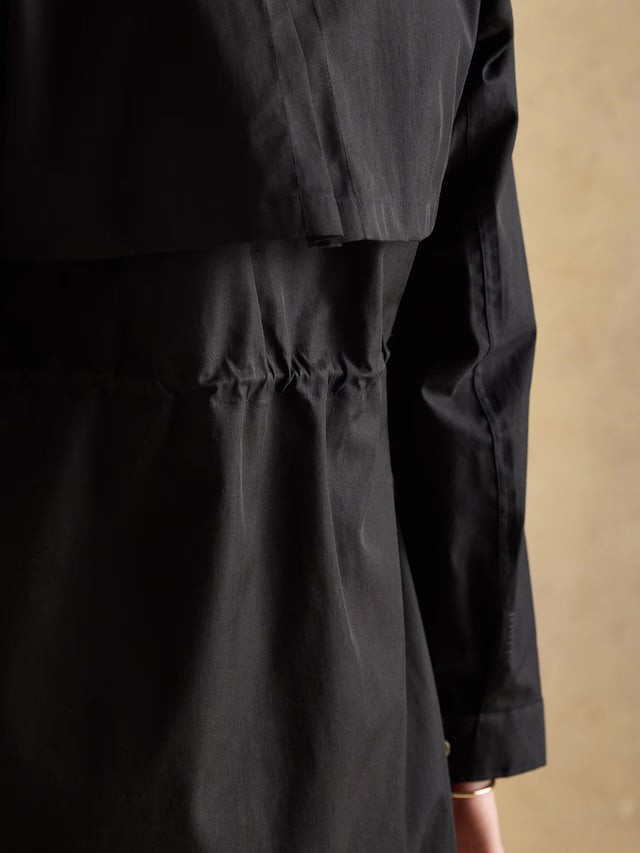 Joules Portwell Black Waterproof Raincoat With Hood
