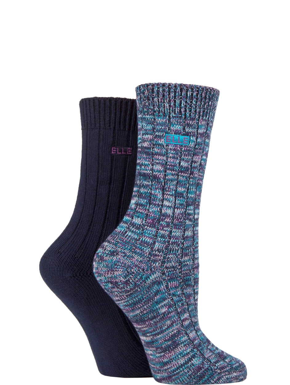 Elle Women’s Cotton Chunky Ribbed Boot Socks 2-Pair