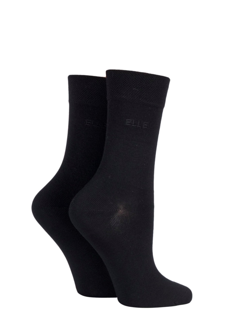Elle Bamboo Socks 2 Pair Black