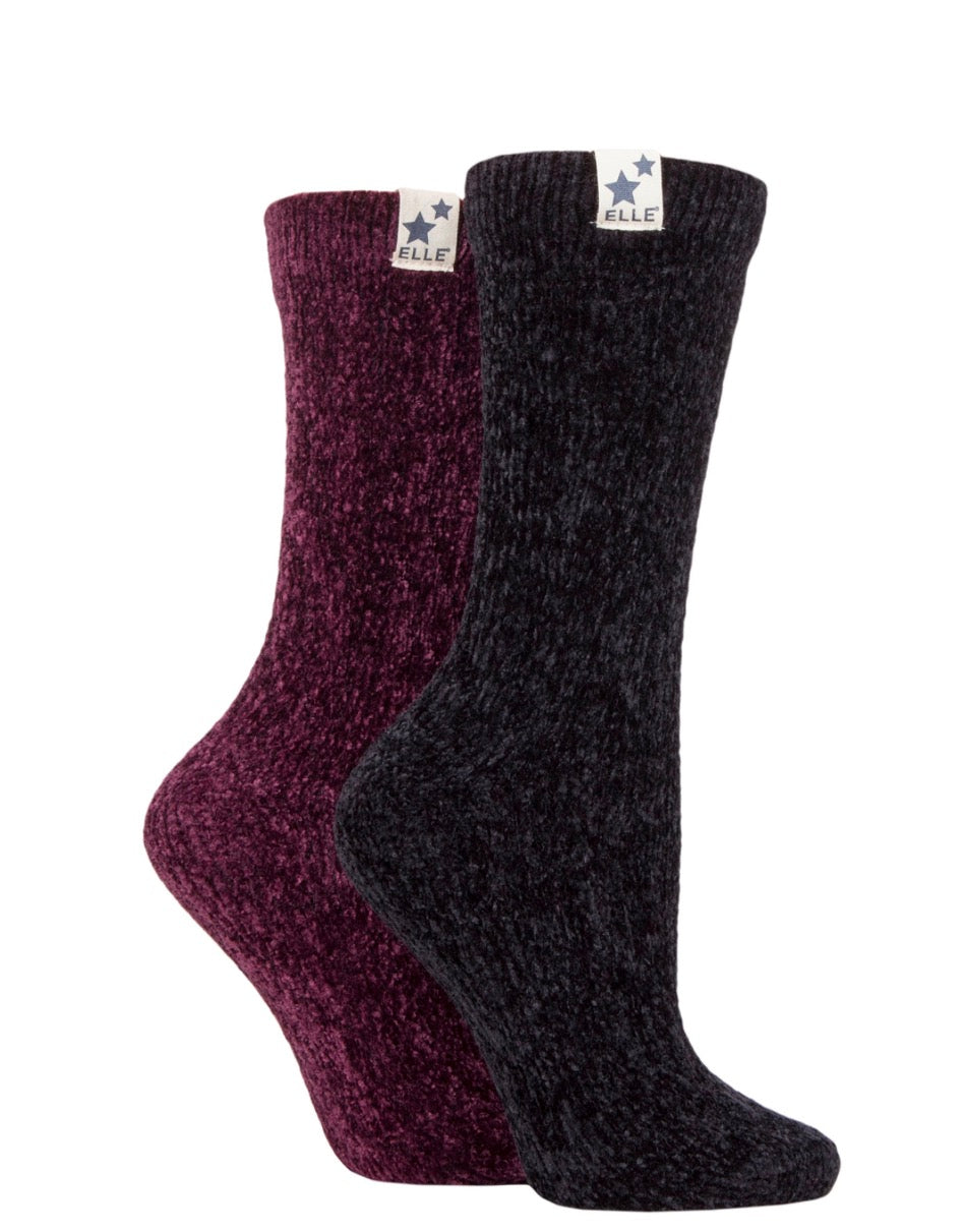 Elle Chenille Cable Knit Boot Socks 2 Pair